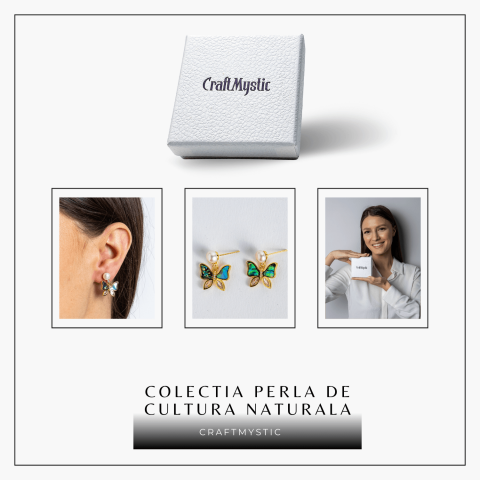 Cercei fluture cu perla naturala – Rafinament si renastere [5]