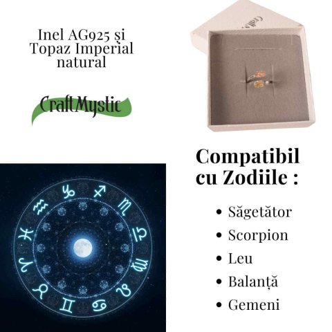 Inel dublu din Topaz Imperial natural si Argint 925 - Echilibru in doua lumini [4]