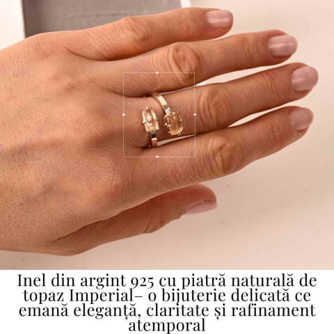 Inel dublu din Topaz Imperial natural si Argint 925 - Echilibru in doua lumini [1]