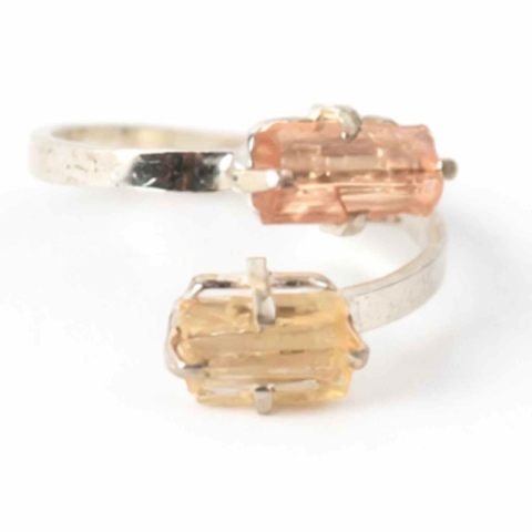 Inel dublu din Topaz Imperial natural si Argint 925 - Echilibru in doua lumini [5]