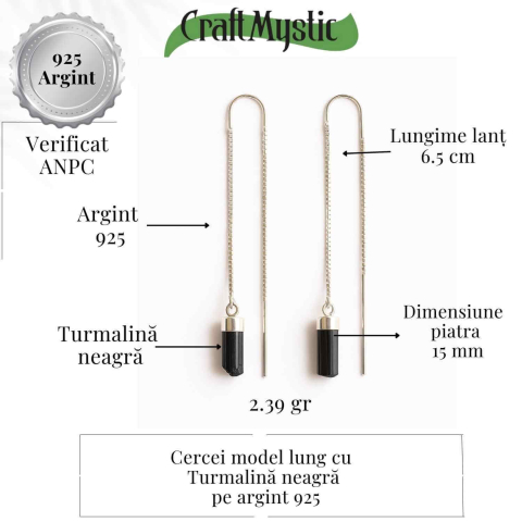 Protectie si Echilibru Energetic – Cercei din Argint 925 cu Turmalina Naturala [2]