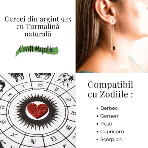 Protectie si Echilibru Energetic – Cercei din Argint 925 cu Turmalina Naturala [5]