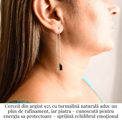 Protectie si Echilibru Energetic – Cercei din Argint 925 cu Turmalina Naturala [1]