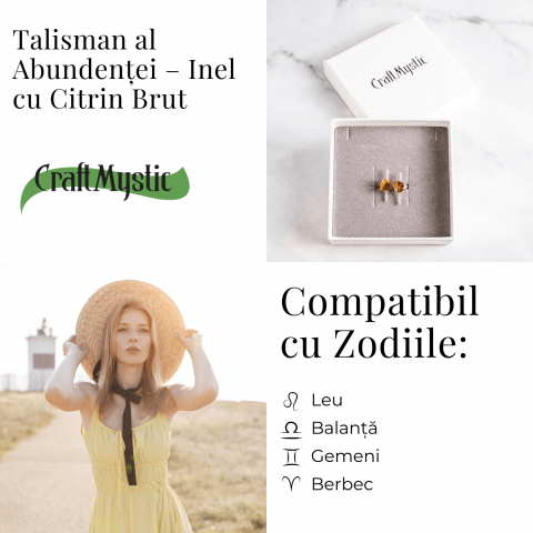 Talismanul succesului – Inel cu citrin brut, piatra prosperitatii [4]