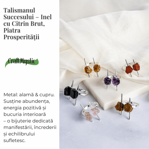 Talismanul succesului – Inel cu citrin brut, piatra prosperitatii [2]