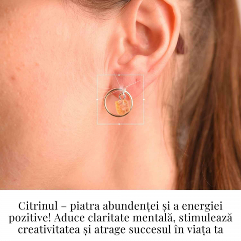 Cercei Sferici cu Citrin Brut – Atrage Energie Pozitiva si Abundenta [1]