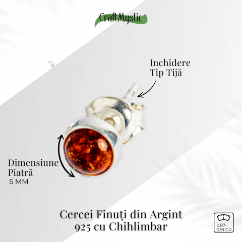 Rafinament discret – Cercei Finuti din Argint 925 cu Chihlimbar [2]