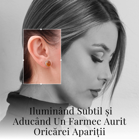 Cercei Argintii cu Citrin si Inchidere Clasica cu Surub [6]