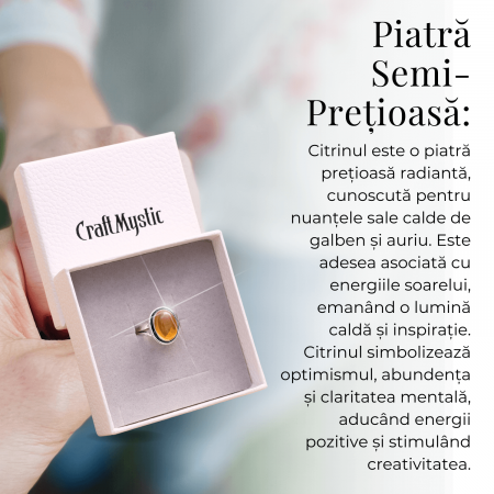 Inel Ajustabil Argintiu cu Citrin Natural [2]
