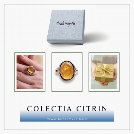 Inel Ajustabil Argintiu cu Citrin Natural [4]