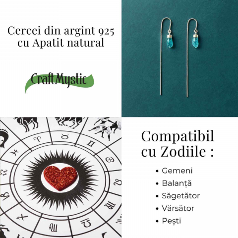 Claritate si Energie Pozitiva – Cercei Lungi din Argint 925 cu Lant si Apatit Albastru [3]