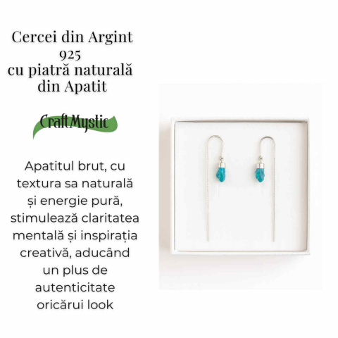 Claritate si Energie Pozitiva – Cercei Lungi din Argint 925 cu Lant si Apatit Albastru [2]