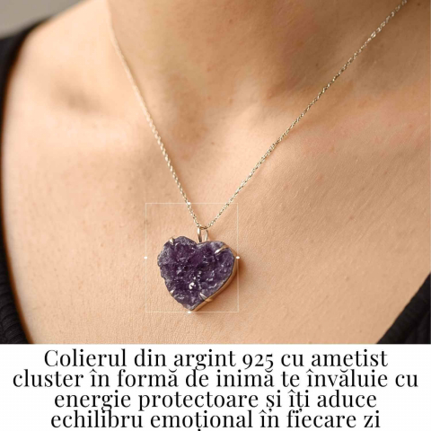 Liniste si Claritate Interioara – Colier Inima cu Ametist Cluster din argint 925 [1]