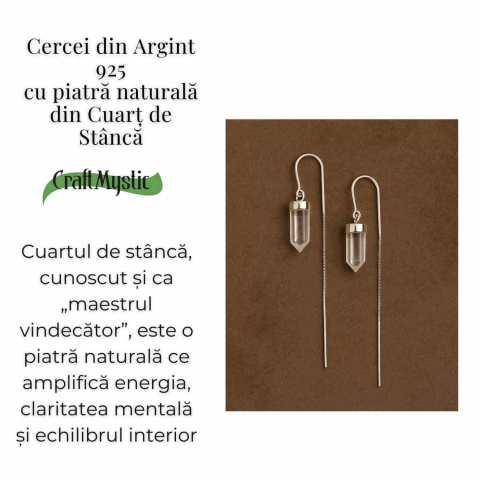 Claritate mentala si purificare – Cercei lungi din argint 925 cu Cuart de Stanca natural [3]