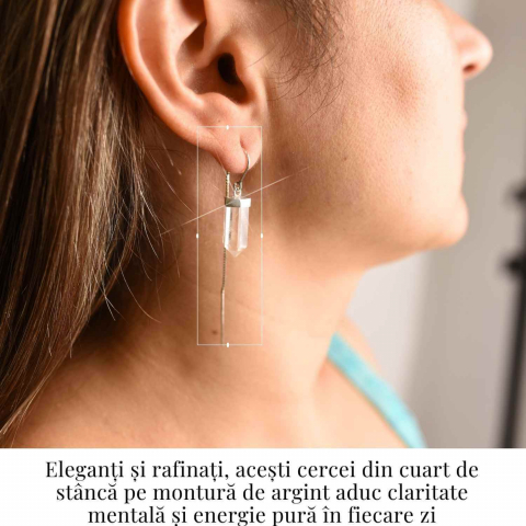 Claritate mentala si purificare – Cercei lungi din argint 925 cu Cuart de Stanca natural [2]