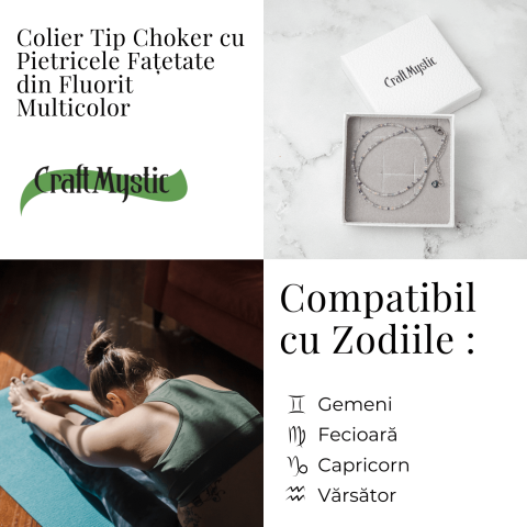 Echilibru si Claritate – Choker din Otel Inoxidabil cu Fluorit Multicolor Natural Fatetat 2.5MM [4]