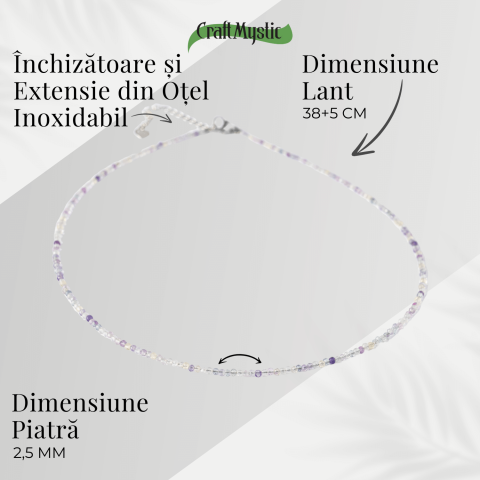 Echilibru si Claritate – Choker din Otel Inoxidabil cu Fluorit Multicolor Natural Fatetat 2.5MM [3]