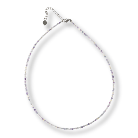 Creativitate si Inspiratie - Echilibru si Claritate – Choker din Otel Inoxidabil cu Fluorit Multicolor Natural Fatetat 2.5MM