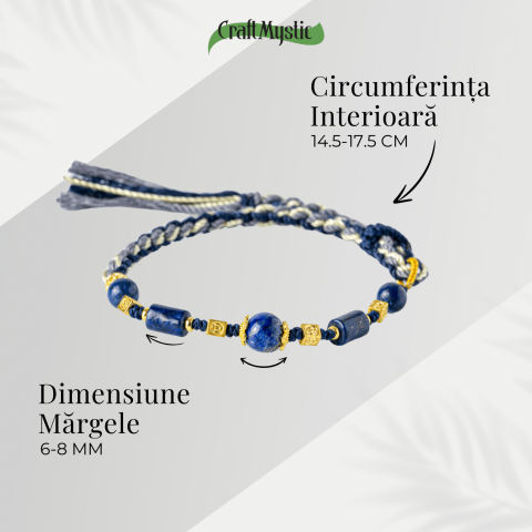 Protectie si Claritate – Bratara Impletita din Lapis Lazuli Natural, Lucrata Manual [4]