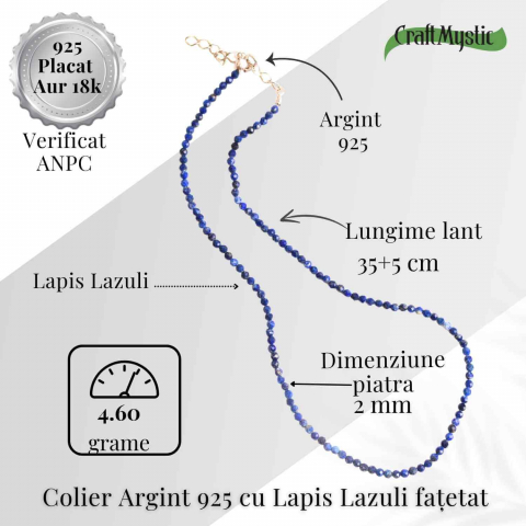 Claritate si Adevar Interior – Colier din Argint 925 cu Lapis Lazuli Fatetat [4]