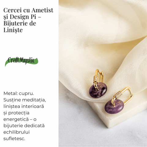 Bijuterie de Liniste – Cercei cu Ametist si design Pi [2]