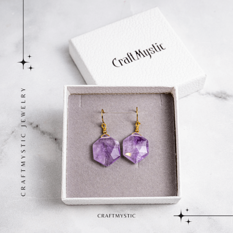 Claritate si Liniste – Cercei cu Ametist Hexagonal [6]