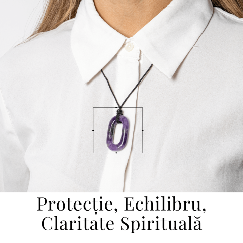 Colier cu Pandantiv Oval din Ametist Natural – Piatra Protectiei si Claritatii Spirituale [1]