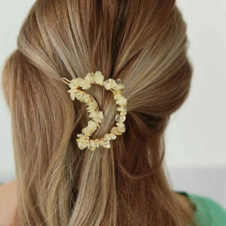 Sanatate - Cleme de par in forma de semiluna cu piatra naturala semipretioasa Ametist pentru un look chic si vibratii pozitive