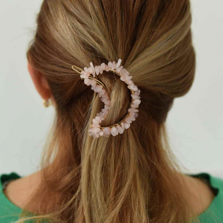 Cleme de par in forma de semiluna cu piatra naturala semipretioasa Ametist pentru un look chic si vibratii pozitive [0]