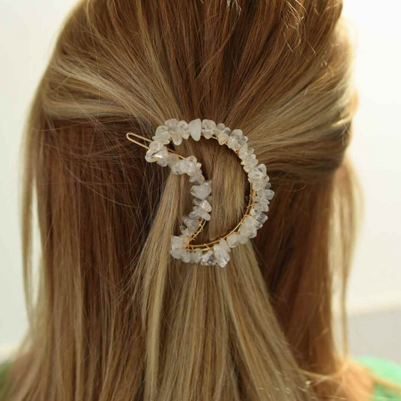Cleme de par in forma de semiluna cu piatra naturala semipretioasa Ametist pentru un look chic si vibratii pozitive [0]
