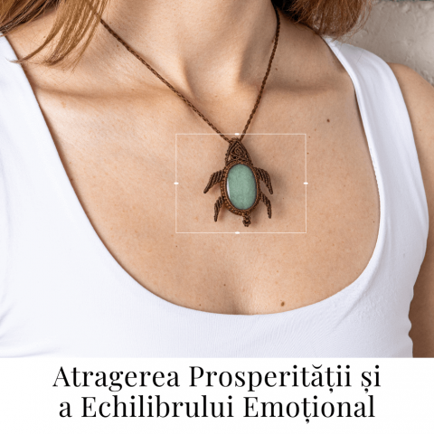 Colier Ajustabil Handmade cu Cristal de Aventurin Verde in Broscuta Impletita [1]