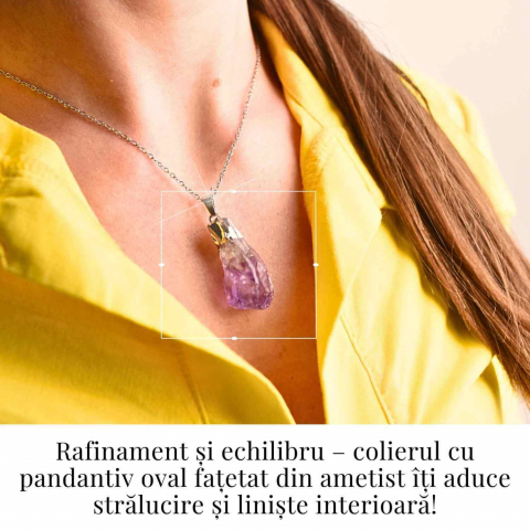 Colier argintiu cu varf de ametist brut – Calm si Eleganta Naturala [1]