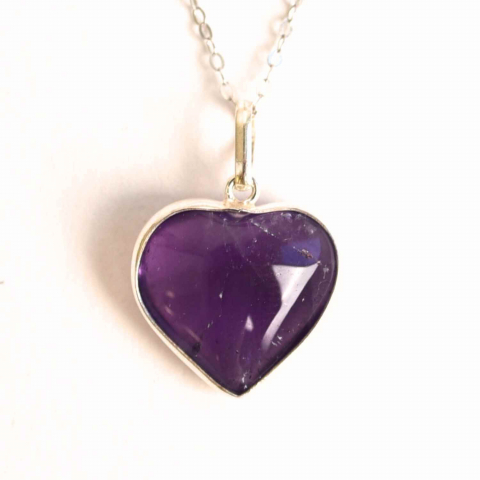 Coliere - Liniste si Intuitie Profunda – Colier Inima cu Ametist si Argint 925