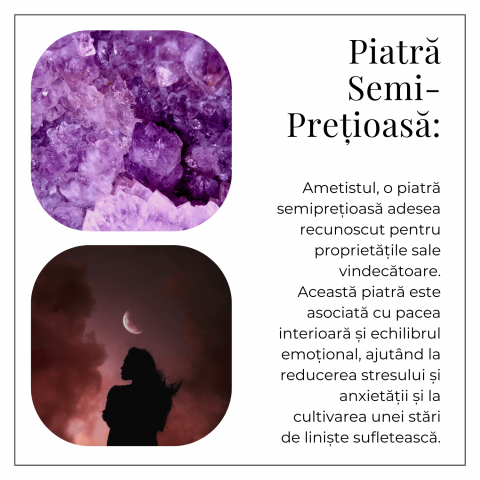 Colier Argintiu cu Ametist Druzy Semiluna – Claritate si Echilibru [7]