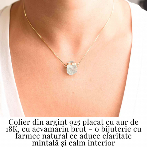 Calm Interior si Comunicare Clara – Colier din Argint 925 Placat cu Aur 18K cu Acvamarin [1]