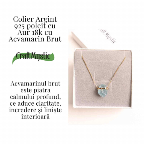 Calm Interior si Comunicare Clara – Colier din Argint 925 Placat cu Aur 18K cu Acvamarin [2]