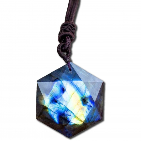 Labradorit - Colier Amuleta cu Hexagrama din Labradorit Natural - Dezvaluie-ti Puterile Magice