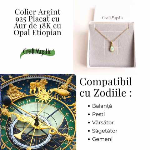 Colier Argint 925 Aur 18K cu Opal Etiopian Lacrima – Intuitie si Claritate [3]