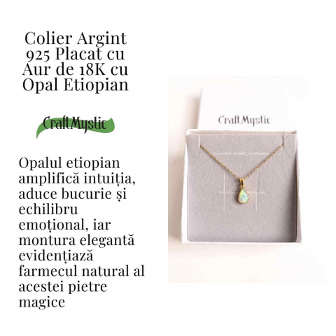 Colier Argint 925 Aur 18K cu Opal Etiopian Lacrima – Intuitie si Claritate [2]