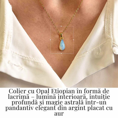 Colier Argint 925 Aur 18K cu Opal Etiopian Lacrima – Intuitie si Claritate [6]