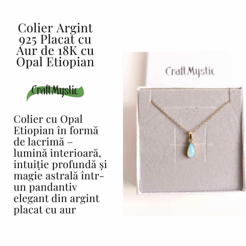 Colier Argint 925 Aur 18K cu Opal Etiopian Lacrima – Intuitie si Claritate [7]