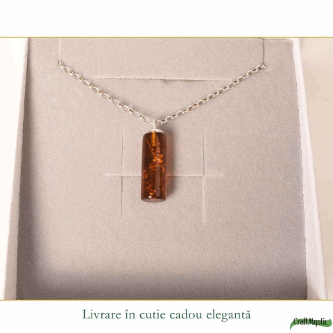 Colier argint 925 cilindru cu chihlimbar natural – Energie solara si claritate [5]
