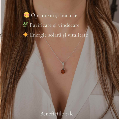 Colier argint 925 bobita cu chihlimbar natural – Vitalitate solara discreta [2]