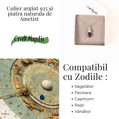 Colier Argint 925 cu Ametist Natural – Claritate, Liniste si Protectie Spirituala [4]