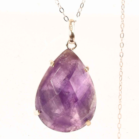 Colier Argint 925 cu Ametist Lacrima fatetat– Claritate, Protectie si Liniste Spirituala [5]
