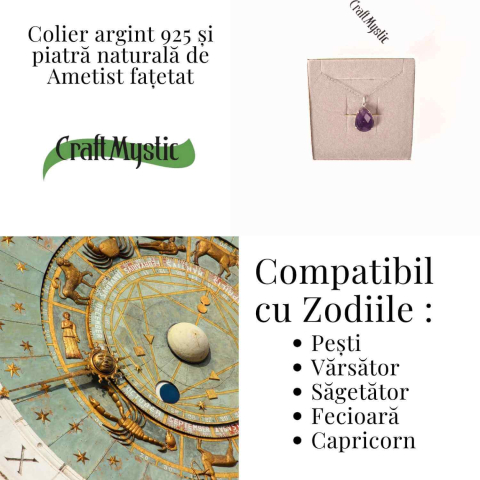 Colier Argint 925 cu Ametist Lacrima fatetat– Claritate, Protectie si Liniste Spirituala [4]