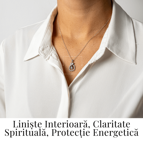 Colier Argint 925 cu Ametist Natural si Zirconiu – Pandantiv Ghirlanda cu Fundita, Simbol al Linistii Interioare si Protectiei Energetice [1]