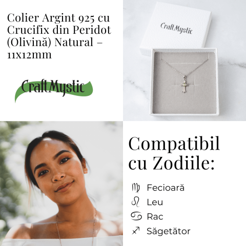 Colier Argint 925 cu Peridot Natural in Forma de Cruce – Armonie Interioara si Protectie Divina [3]