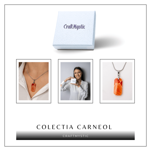 Colier Titanium cu Carneol Natural Dreptunghiular – Energie, Curaj si Vitalitate [7]