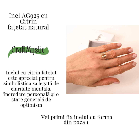 Inel din argint 925 cu citrin fatetat, simbol al claritatii si optimismului interior [2]